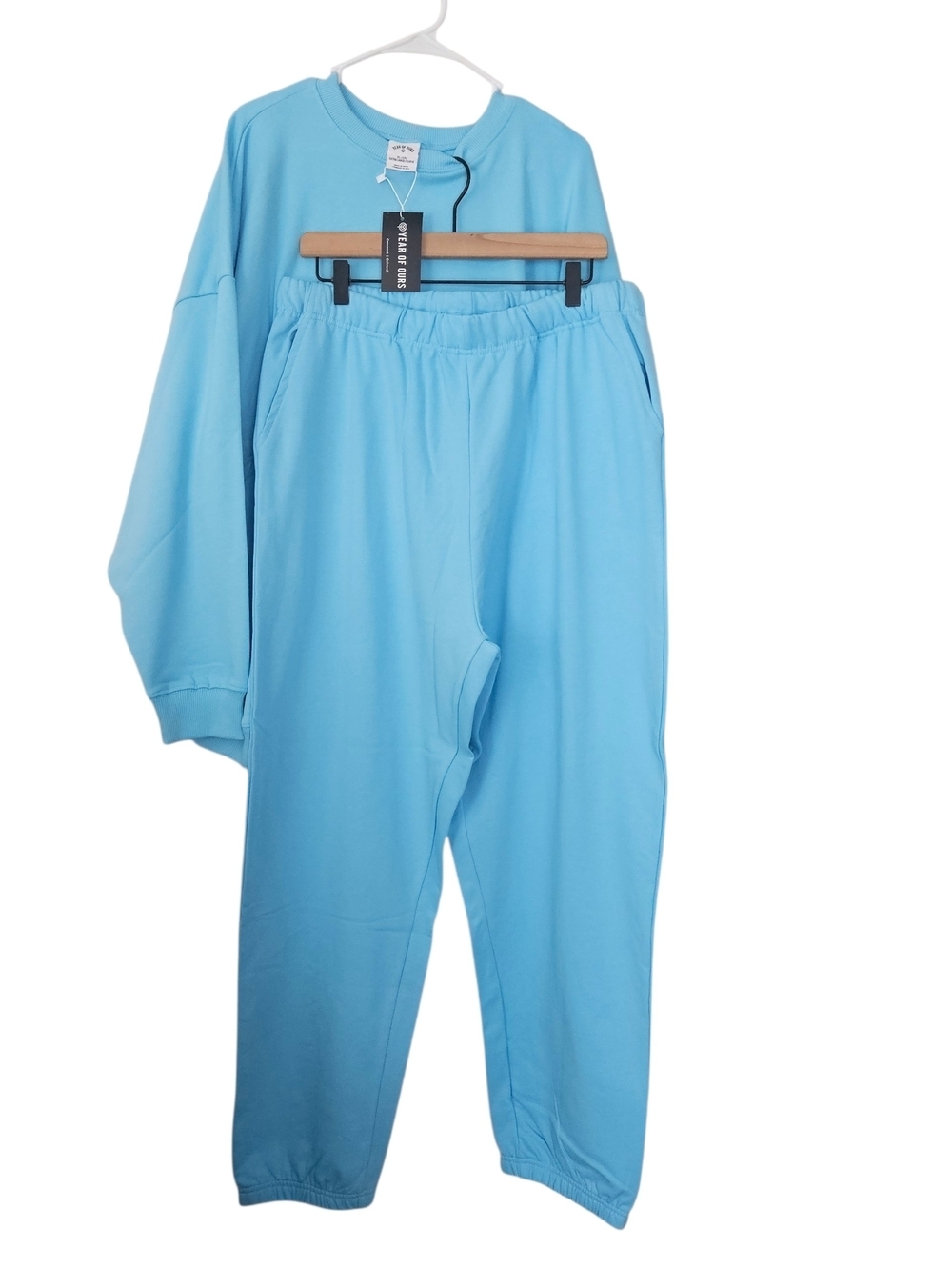 NWT Year of Ours Light Blue Lounge Set Sweatshirt & Joggers Size XL/2XL